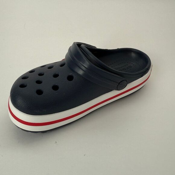 NWT Crocs Crocband Clogs Navy with Red White Stripe Unisex Toddler Size 9 - Picture 4 of 10